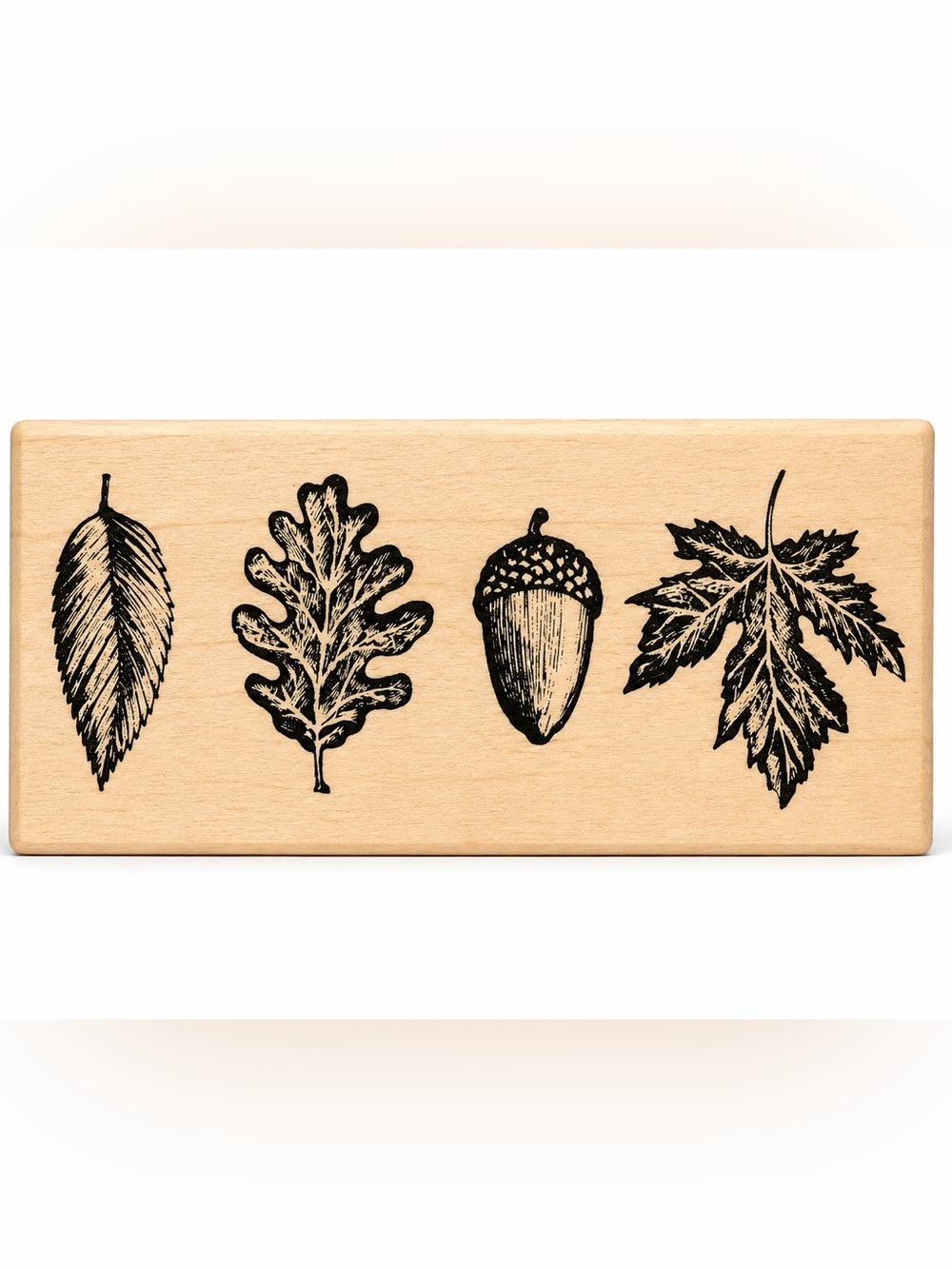 Vintage 1995 PSX Leaf and Acorn Wood Rubber Stamp